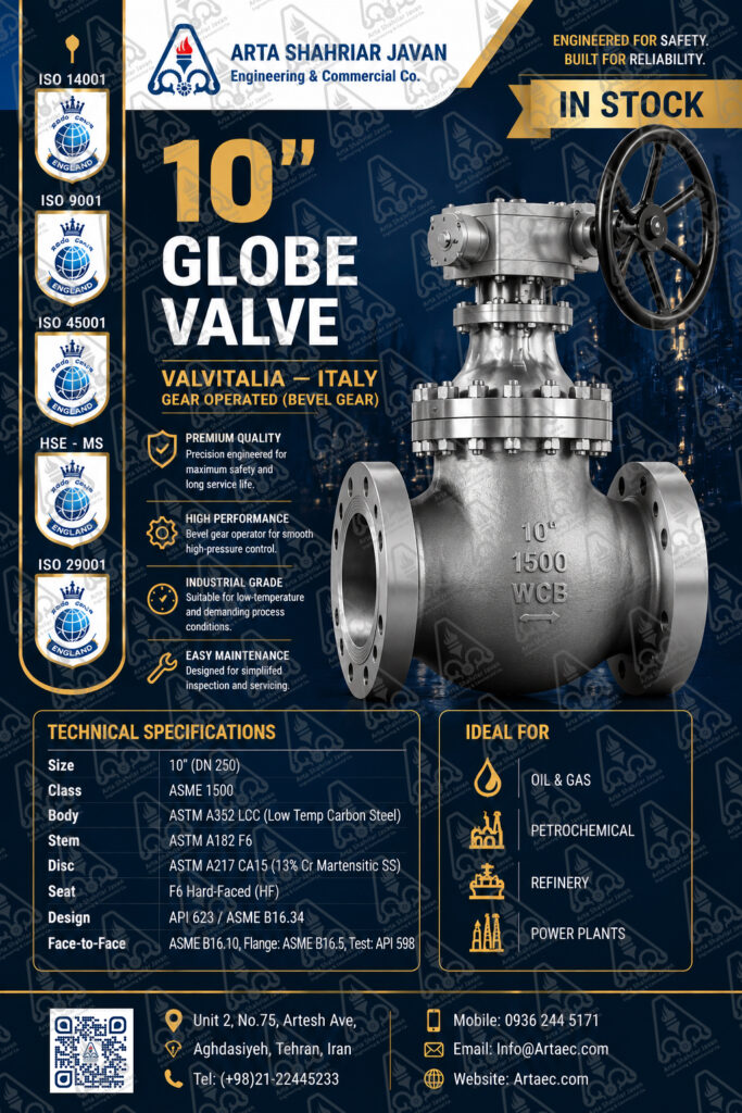 25- Globe Valve 10 Inch Class 1500 A352 LCC